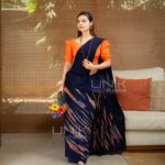 Handcrafted Cotton Batik Saree 2609 - Orange and Blue Saree