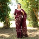 Handcrafted Cotton Batik Saree 2618 - Maroon Saree